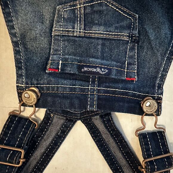 Jordache Girls 4T Blue Denim Overall Dress Knee Length Heart Pattern - Picture 5 of 7